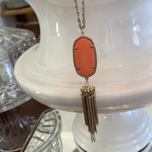 Kendra Scott Rayne Gold Coral Pendant with Tassel Necklace | Like New
